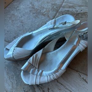 ANTONIO MELANI Silver Wedge Sandals